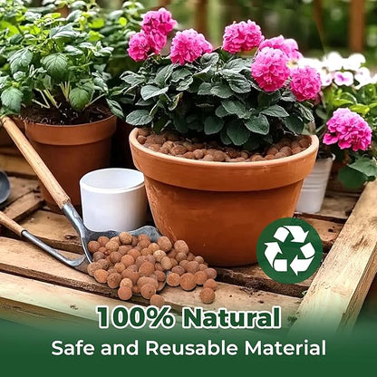 T4U Leca Clay Pebbles for Plants, 1.5qt 10-20 mm Clay Balls for Indoor Plants, Natural Clay Pebbles for Orchid Potting Mix, Hydroponic, Leca Pots, Plant Drainage, Garden Soil