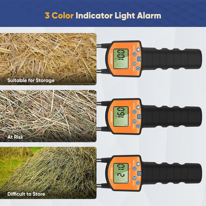 GS120A Hay Moisture Tester Meter – Portable Digital Probe Tester with LCD, 0-80% Moisture Range, for Alfalfa, Leymus, Orchard Grass, Straw Bales Fast Accurate Digital Sensor Hay bale Moisture Meter