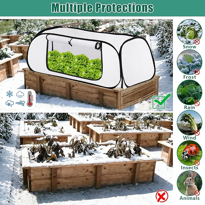 ANGAR Pop Up Winter Garden Covers for Raised Beds, 45" x 22" x 16"Plant Covers Freeze Protection, Garden Rows Greenhouse Raised Bed Cover for Seedlings Vegetable Fruits Rows, Includes 8 Stakes