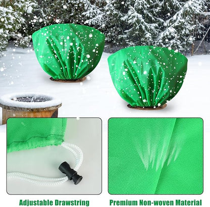8 Pcs Plant Covers Frost Protection Bag 39.3" x 19.6" Winter Reusable Plants Jacket with Drawstring Shrub Protection Wraps Bags Frost Blanket for Winter Outdoor Garden Plants