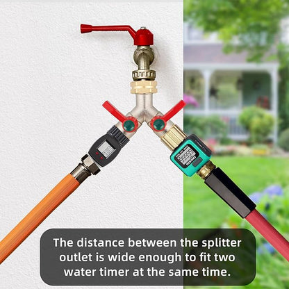 Garden Hose Splitter High Flow, 3/4”GHT Inlet Brass Heavy Duty Full Flow Hose Splitter 2-Way, Hose Y-Valve Faucet Splitter, Runner and Large Outlet with Extended Handle.