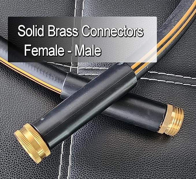 Atlantic Heavy Duty Garden Hose 30 ft x 5/8 Inch Black Color Flexible Water Hose with Solid Brass Fittings (30 Feet)