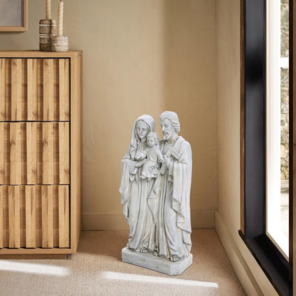 LuxenHome Holy Family Statue, 19 Inch Tall Off White Polyresin Holy Family Statue Catholic, Indoor Outdoor Patio Decor for Sagrada Familia Estatua, Garden Home Decor Gift