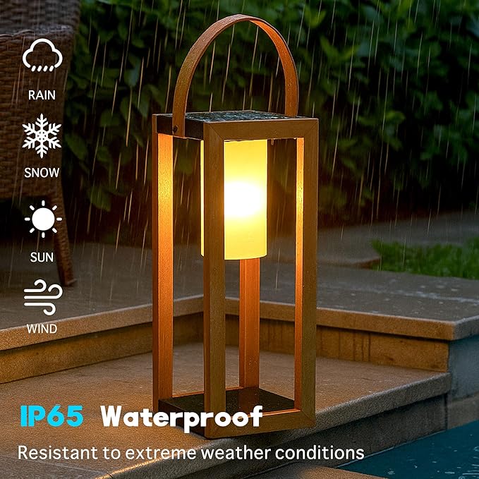 EcoGreen Solar Lantern with Handle for Outdoor Lighting – 7.87x22.83 in Waterproof Solar Light, Warm White, 8H Auto-On, Portable for Patio, Yard, Pathway, Camping & Porch (Single Pack)