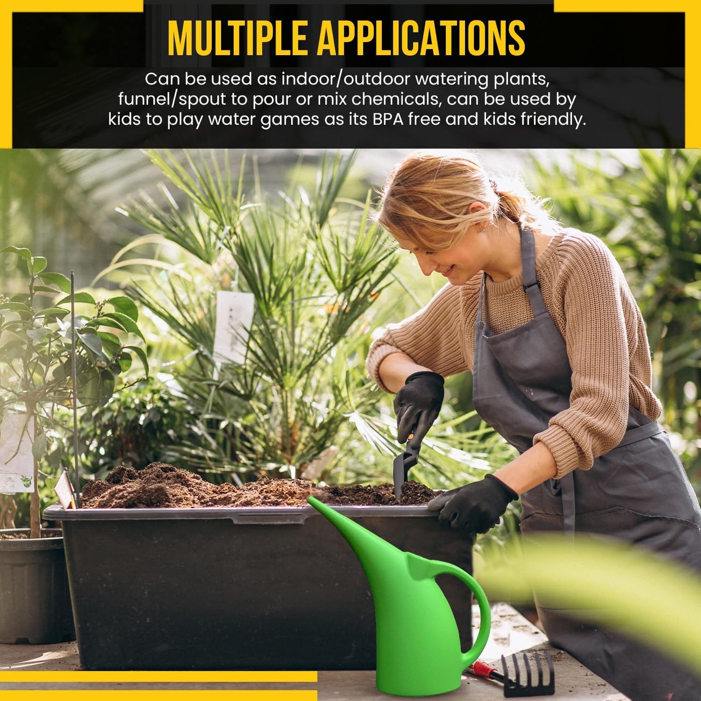 KP KOOL PRODUCTS 1/2 Gallon Green Watering Can – Small Plastic Plant Waterer for Indoor & Outdoor Use – Lightweight Garden Tool with Easy Pour Spout – Ideal for Flowers, Herbs & Lawns – 1 Pack