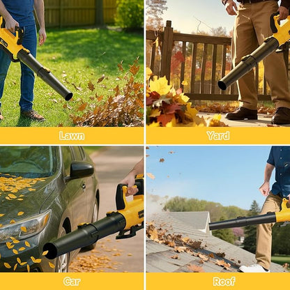 Leaf Blower Cordless with 2× 5.0Ah Batteries and Charger, 21V Electric, Lightweight Battery Powered Blowers for Lawn Care, Yard, Patio Cleaning, Blowing Leaves & Dust, Yellow