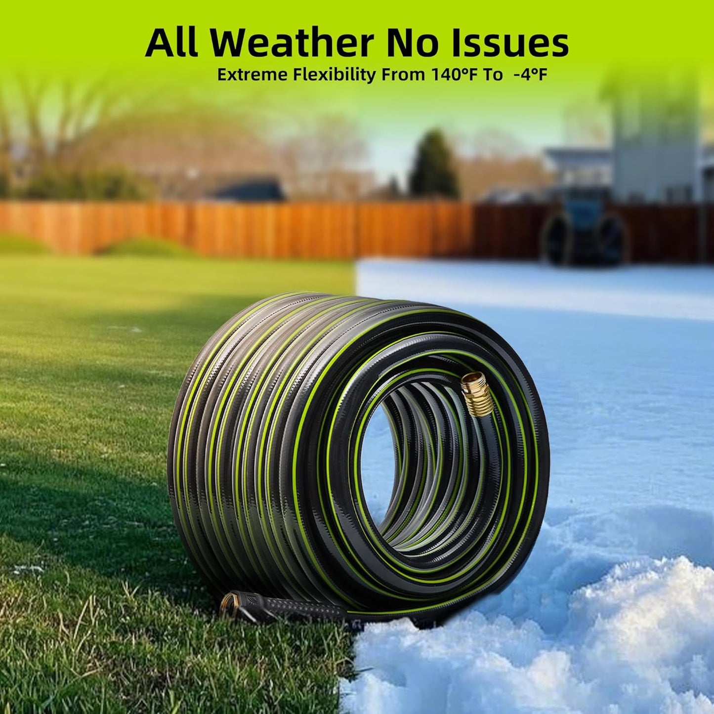 Worth Leader Short Garden Hose 5/8 in. x 12 ft. -No Kink, Flexible, Leakproof, Male to Female Fittings -Heavy Duty Durable PVC Lightweight Water Pipe with Brass Aluminum Ends for Household & Yard Use