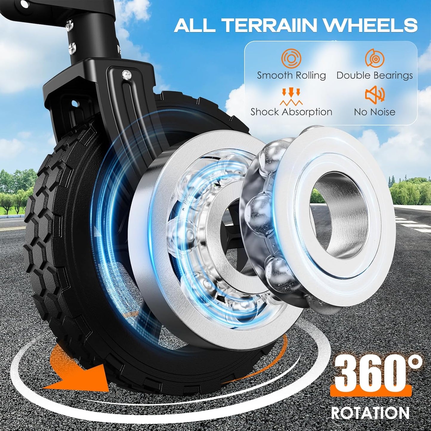 Navatiee 140L Collapsible Folding Wagon, Large Capacity Foldable Wagon with Silent All-Terrain Wheels, Utility Grocery Cart for Camping Shopping Outdoor, Black