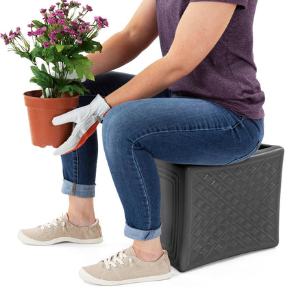 Simplay3 Handy Home 3-Level Heavy Duty Work/Garden Seat - 12" x 15" x 9" - Gray, Made in USA