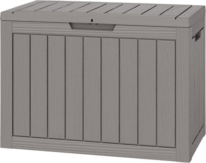 Outdoor Storage Box, Resin Deck Boxes Indoor and outdoor, Waterproof Storage Box Lockable Lid (Grey, 45 Gallon)