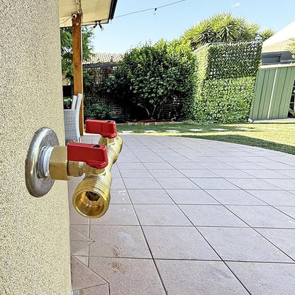 3/4" hose splitter 2 way water splitter male connectors allows you to run 2 hoses, hose quick connectors, hose spigot