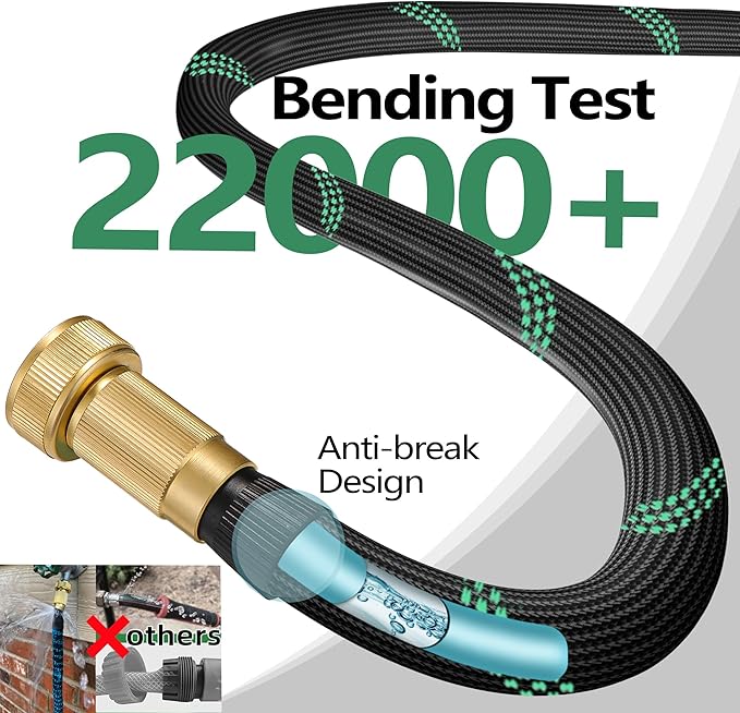 Garden Hose 25 ft-Heavy Duty Water Hoses - Flexible&Lightweight Car Washing Pipe with Strain Reliefs-Kink-free Rubber Hose with Sprayer Nozzle for Yard, Outdoor