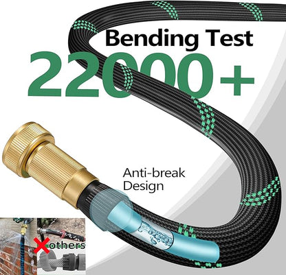 Garden Hose 25 ft-Heavy Duty Water Hoses - Flexible&Lightweight Car Washing Pipe with Strain Reliefs-Kink-free Rubber Hose with Sprayer Nozzle for Yard, Outdoor