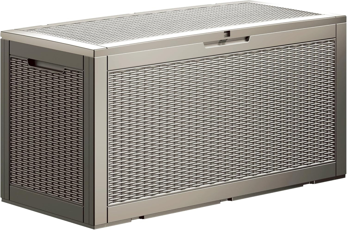 TARKARI 100 Gallon Lockable Resin Deck Box, Waterproof & UV-Resistant Outdoor Storage Box for Outdoor Cushion Storage, Garden Tools & Pool Accessories Storage, Gray
