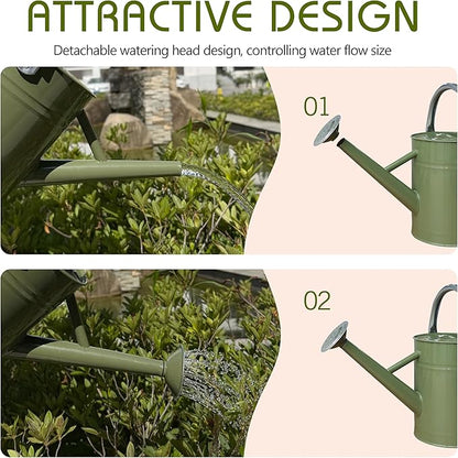 Metal Watering Can, One Gallon Watering Cans Stainless Steel for Outdoor Indoor Garden Plants Watering (Emerald Green)