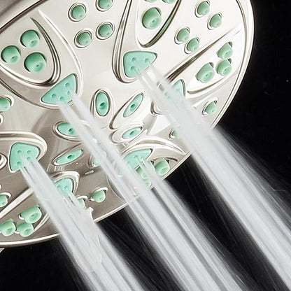 AquaDance Antimicrobial – Anti-Clog High-Pressure 6-Setting Hand Shower with Microban Nozzle Protection from Growth of Mold, Mildew & Bacteria for Stronger Shower! 3 Jet Color Choices – 4" Coral Green