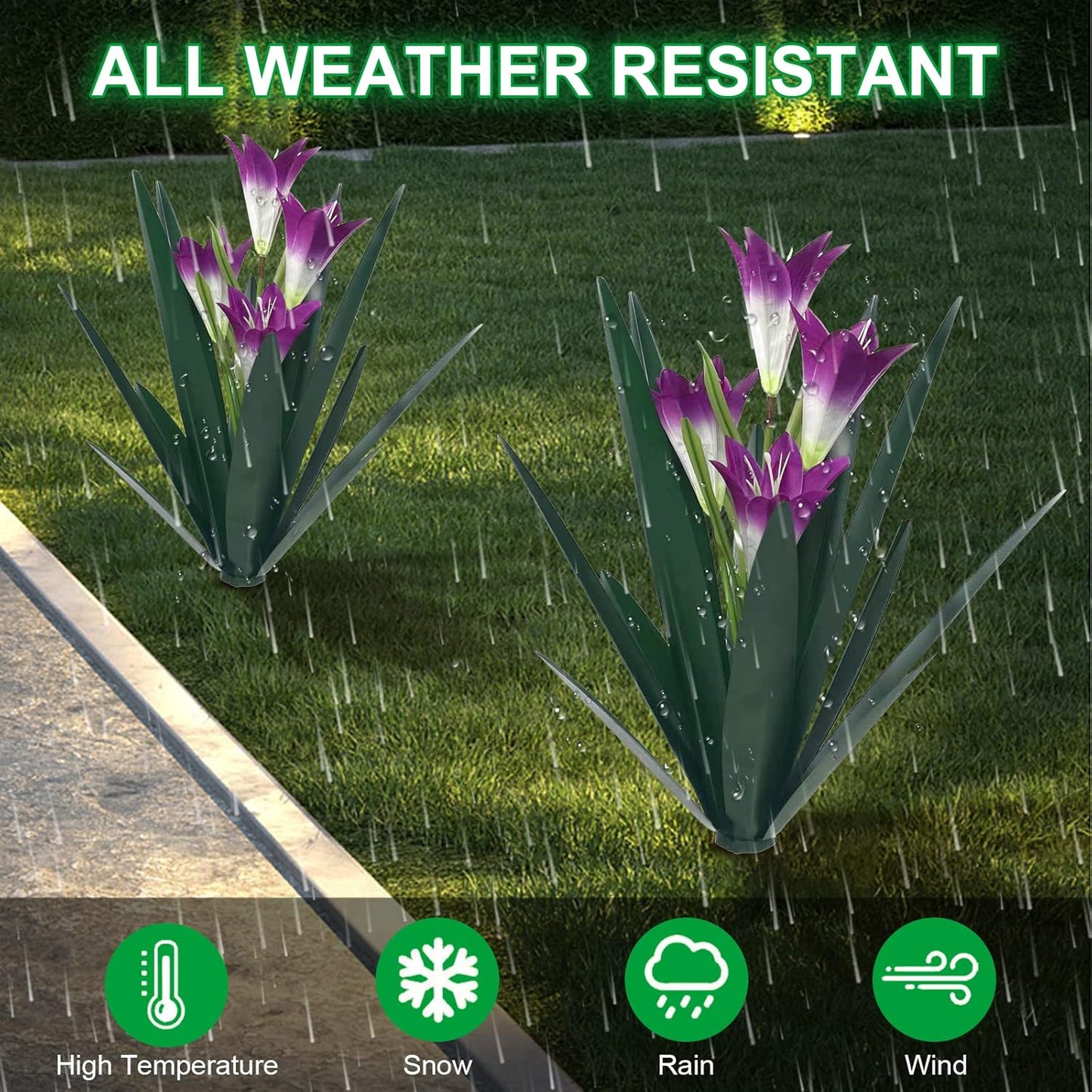 Homight Metal Agave Plant Outdoor Decoration Lily Mexican Yard Art Garden Gift Home Decor Hand Painted Metal Agave Garden Yard Statue, Outdoor Lawn Ornaments (2 Big Purple Lilies)