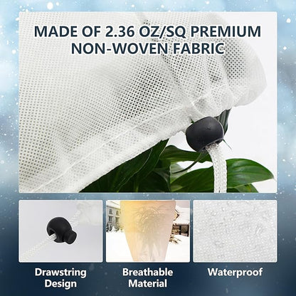 2 Pack Plant Covers Freeze Protection for Winter, 31.5''×23.6'' Frost Cloths for Outdoor Plants Cold Weather Blankets with Drawstrings