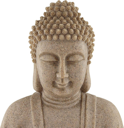 Calm Buddha 22" High Large Zen Asian Indoor Outdoor Decor Sand Stone Floor Fountain with Light LED Standing Waterfall Water Feature for Outside Garden Patio Yard Backyard Porch Deck - John Timberland