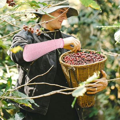 Evridwear Protective Arm Sleeves Cut Resistant Farmers Sleeves for Men Work, Gardening, Farming, Arm Protectors for Thin Skin and Bruising (Medium, Pink No Thumb Hole)