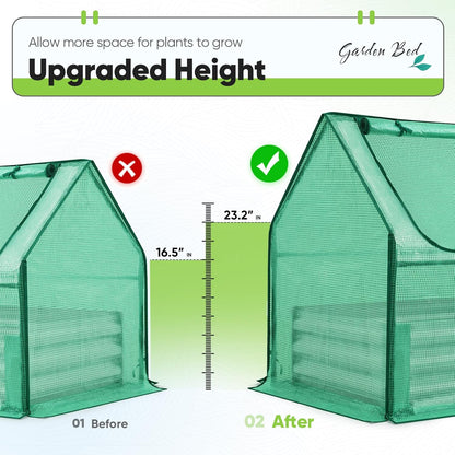 Quictent Raised Garden Bed with Cover Outdoor Galvanized Steel Planter Box Kit with Greenhouse Large Zipper Window Dual Use, 20pcs T-Type Tags & 1 Pair of Gloves Included 4x2.6x1 FT (Green)