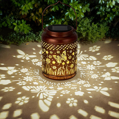 Butterfly Solar Lanterns Outdoor Waterproof - Metal Garden Decor Hanging Solar Lights Butterfly Decorations for Patio Yard Lawn Porch Pathway, Birthday Gifts for Women Mom Grandma