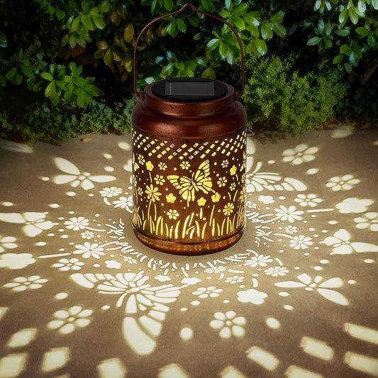 Butterfly Solar Lanterns Outdoor Waterproof - Metal Garden Decor Hanging Solar Lights Butterfly Decorations for Patio Yard Lawn Porch Pathway, Birthday Gifts for Women Mom Grandma