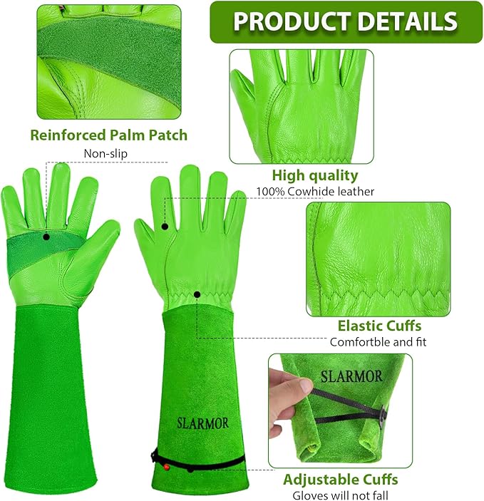 Long Gardening-Gloves Women/Men-Thorn proof Rose Pruning Heavy Duty Gauntlet-M