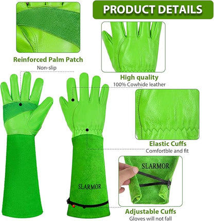Long Gardening-Gloves Women/Men-Thorn proof Rose Pruning Heavy Duty Gauntlet-XL