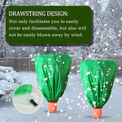8 Pcs Plant Covers Frost Protection Bag 47" x 31.5" Winter Reusable Plants Jacket with Drawstring Shrub Protection Wraps Bags Frost Blanket for Winter Outdoor Garden Plants
