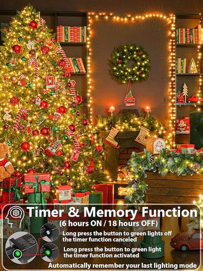 Super-Long 165FT 500 LED Christmas Tree Decor String Lights Indoor Outdoor, 8 Modes & Timer & Memory Function, Waterproof Fairy Lights- for Xmas Tree, Holiday Party, Garden Decorations (Warm White)