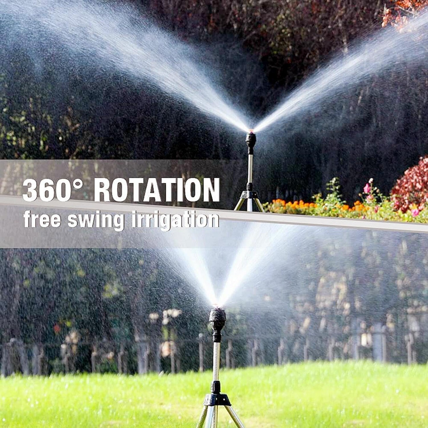 2023 New Rotating Tripod Sprinkler W/Tripod Rotation Water Spray, 360 Degree Automatic Rotating Sprinkler, Telescoping Tripod Automatic Rotating Sprinkler for Large Area Yard Garden Lawn (A Set)