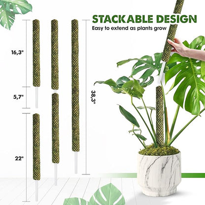 DUSPRO Stackable Mesh Moss Pole for Plants Monstera Potted Plant Stakes for Indoor Plants Extendable Plant Pole Moss Sticks for Plants Climbing Vine Supporting Monstera Trellis 2 Pcs 22''