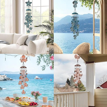 Jellyfish Wind Chimes for Outside, Large Jellyfish Gifts for Women, Memorial Jellyfish Wind Chime, Metal Jellyfish Decor, 40" Outdoor Garden Decor for Lawn, Porch, Patio, Yard