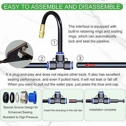 98 Ft Drip Irrigation System,360°Bendable Drip Irrigation Kit,25 Nozzles and 27 Quick Connectors,Automatic Garden Irrigation System,Adjustable Atomizing System for Plants, Greenhouse,Yard,Lawn