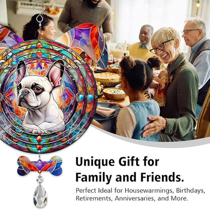French Bulldog Dog Ears Wind Spinner, French Bulldog Wind Spinner Hanging for Yard and Garden