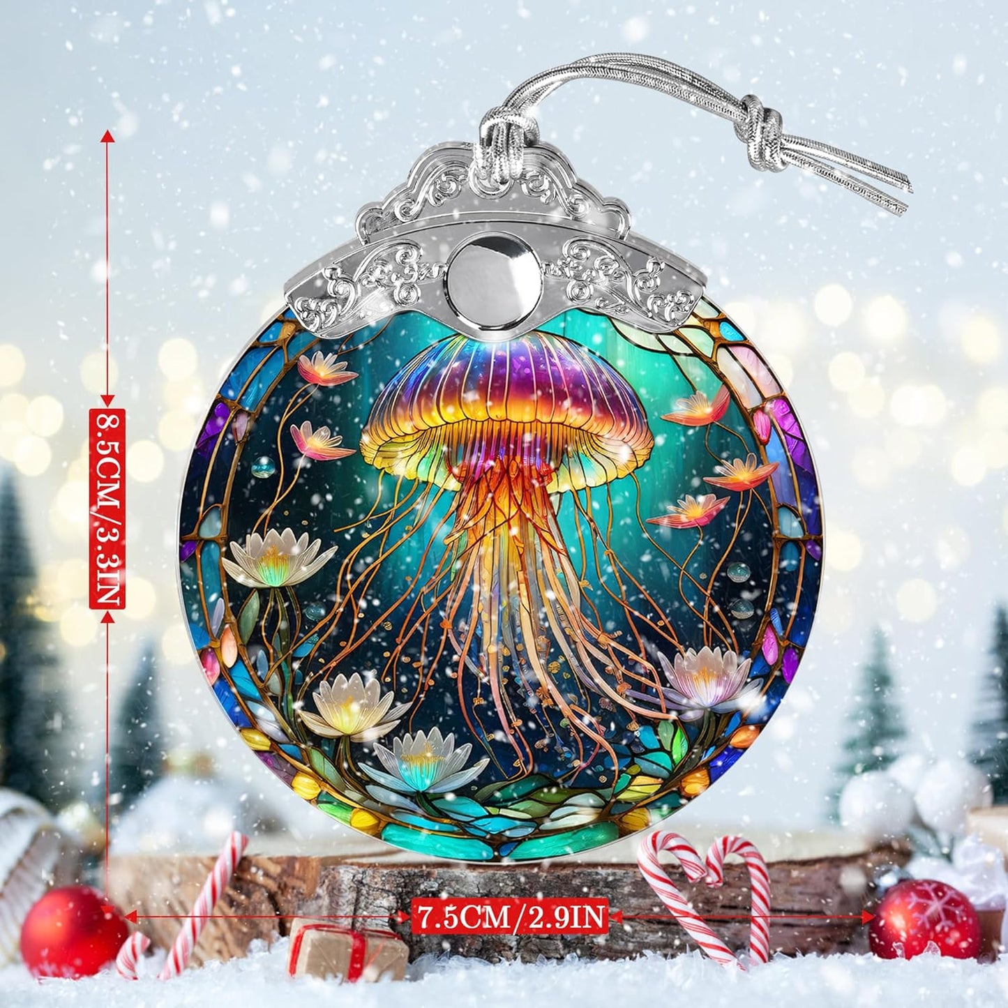 Stained Glass Suncatcher, Jellyfish Ornament for Christmas Tree, Holidays Decor, Home Decoration and Gifts