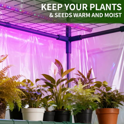 Indoor Greenhouse with Grow Light, 4-Tier 56.3"x28.7"x76.8" Mini Greenhouse with Roll-Up Zippered PVC Cover for Seed Starting Trays, Dimmable Grow Light Shelf for Indoor Plants with Timer