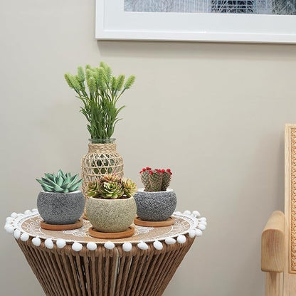 3 inch Ceramic pots for Plants, Small Succulent Pots Set with Drainage, 6 Pack Flower Pot for Indoor Plant, Planters for Little or mini Cactus 2 inches Plants (Green/Black)