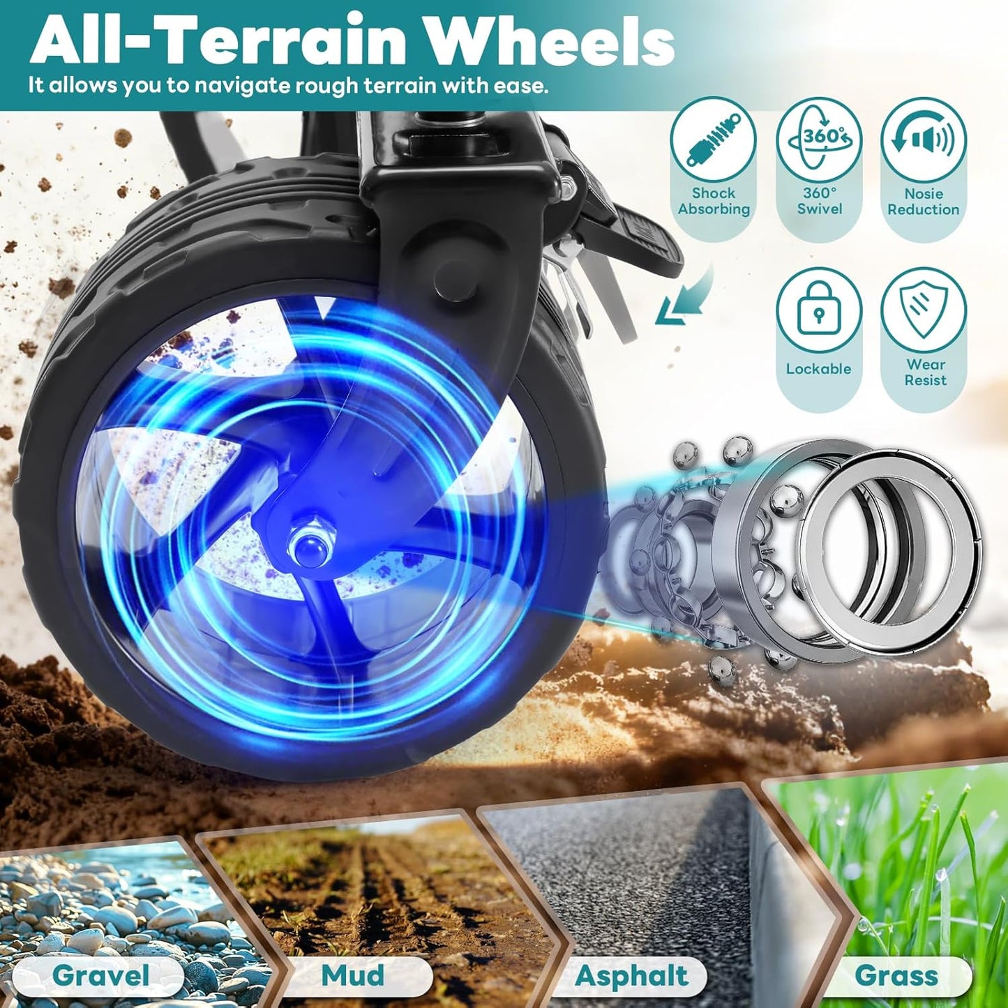 OLIXIS Collapsible Wagon Cart - 440lbs Foldable Extra Long Heavy Duty Utility Wagon with Wheels, Portable Storage Grocery Cart for Camping, Shopping, Sports, Beach, Garden (Grey, 48" L)