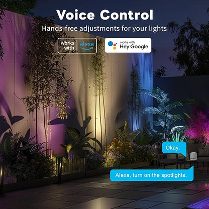 Smart Low Voltage Landscape Lights Multi Color - 12V LED Spotlights Outdoor Waterproof, Hardwired Spot Lights Million-Colored, App Operated Alexa Aluminum Black for Wall Wash Flag 10 Pack