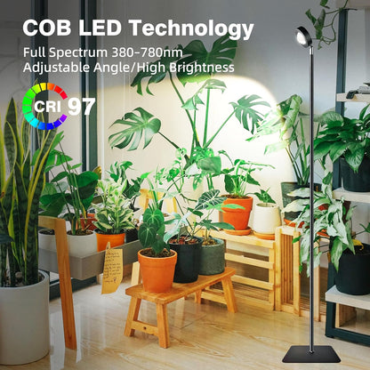 20W Full Spectrum Grow Light, 3000LM High-CRI COB LED Floor Lamp with 6/8/12H Timer, Adjustable Height (28"-83") & Angle, Grow Lights for Indoor Plants, Succulents & Flowers (warm white 4000K)