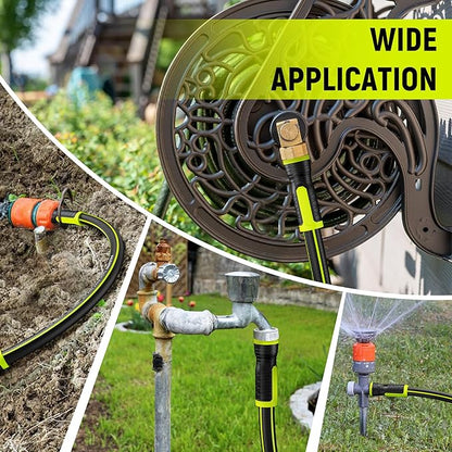 Garden Hose 3FT - PHLEX PRO Water Hose Heavy Duty Premium 5/8'' Rubber 3-Layer, Innovation Flexible Hybrid Lightweight Water Hose, Full Brass Male to Female Fittings