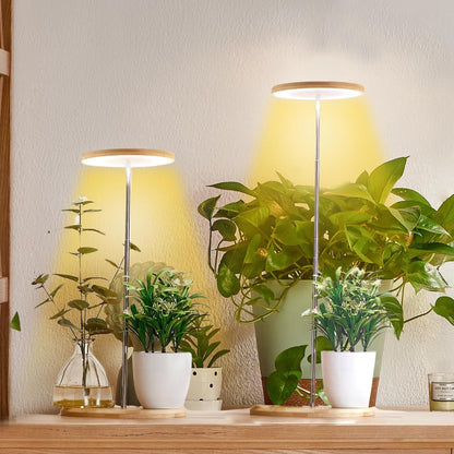 Plant Grow Light for Indoor Plant,Bamboo Mini LED Grow Light Garden,Height Adjustable,Automatic Timer with 8/12/16 Hours
