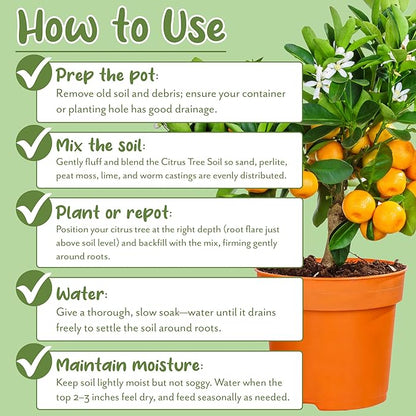 Citrus Tree Potting Soil Mix (8 Quarts), Special Blend for Indoor Oranges, Lemons, Limes and More