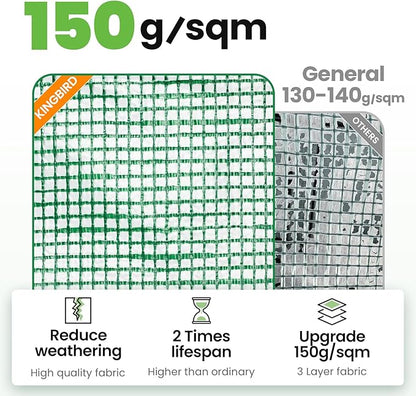 KING BIRD Premium 15x6.6x6.6FT Greenhouse for Outdoors, Large Walk-in Upgraded Galvanized Metal Frame, Mesh Door Screen Window Improved Zipper Tunnel Hoop for Garden Plant Winter, 2 Stiffeners, Green