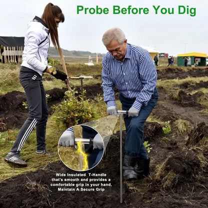 Soil Probe Rod,32"-48" Septic Tank Probe Rod,Beseetop Pipe Probe Made of Stainless Steel with Insulated T Handle Heavy Duty Perfect for Locating Septic Tank Underground Pipe Gravel Gopher Runs