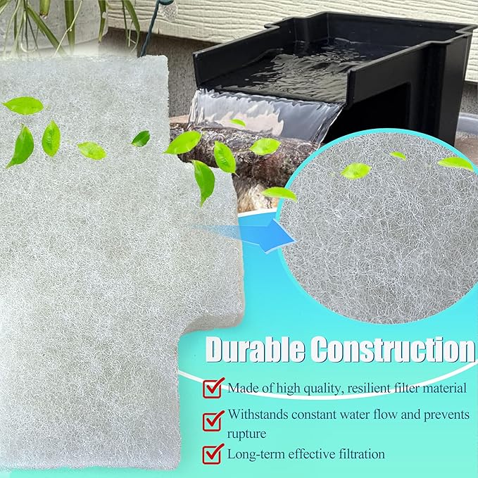 7PCS Pond Filter Media for Pond BOSS Waterfall Spillway, 6 Koi Pond Filter Pad Fine& 1 Pack Ceramic Rings, Reusable Ultra-Durable Fish Pond Filter Material (Spillway not Included