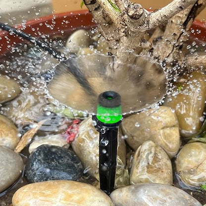 Kalolary Drip Irrigation Emitters, 50PCS Adjustable 360 Degree Water Flow Drippers Emitters for 1/4" Drip Irrigation System Tubing, Garden Irrigation Drippers for House Flower beds(Medium Green)