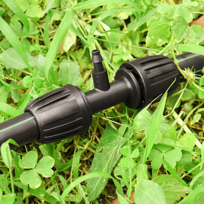 Drip Irrigation Fittings for 1/2 Inch to 1/4 Inch Tubing Reducing Tee：1/2" (1/2" ID x 0.65" OD) to 1/4" Drip Line Anti-drop Locked Nut Barbed Reducer Tee Connectors (12 Pack)